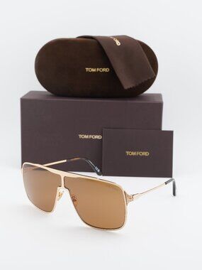 Tom Ford Zappa FT1173 30E Shield Sunglasses - Gold/Brown